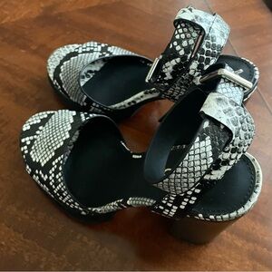 Aldo black strappy snakeskin leather platforms